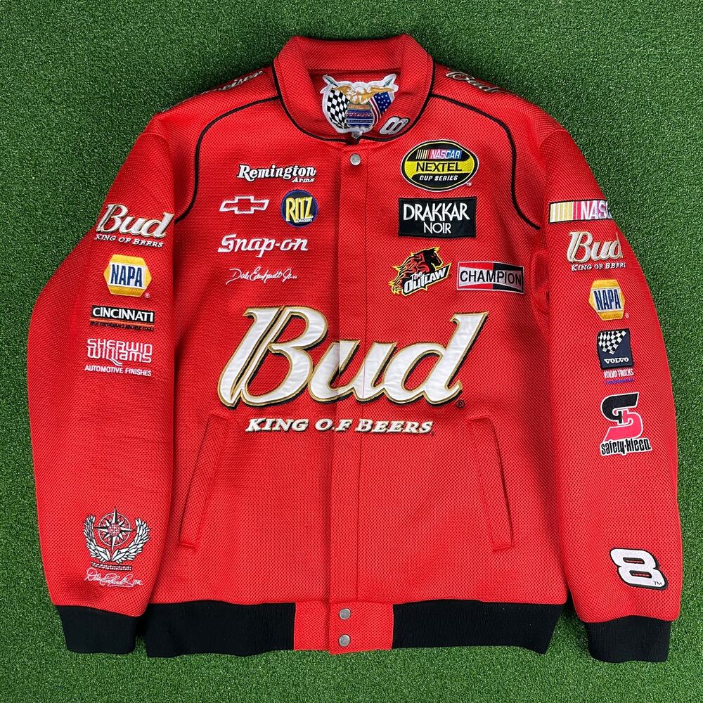 Vintage 90s Jeff Hamilton X Dale Earnhardt 8 Red Mesh Patch Racing Jacket 2XL